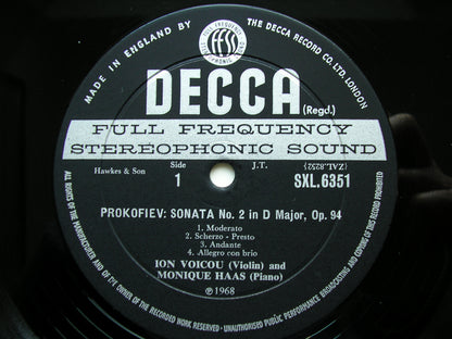 SXL 6351  VIOLIN SONATAS: PROKOFIEV / MILHAUD / DEBUSSY     ION VOICOU / MONIQUE HAAS    ED2