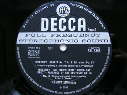 SXL 6346  PROKOFIEV: PIANO SONATAS Nos. 7 & 8 / TWO PIECES FROM ROMEO & JULIET      ASHKENZY    ED2