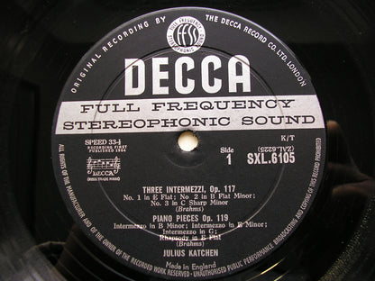 SXL 6105  BRAHMS: COMPLETE PIANO WORKS  Volume 1       JULIUS KATCHEN     ED1