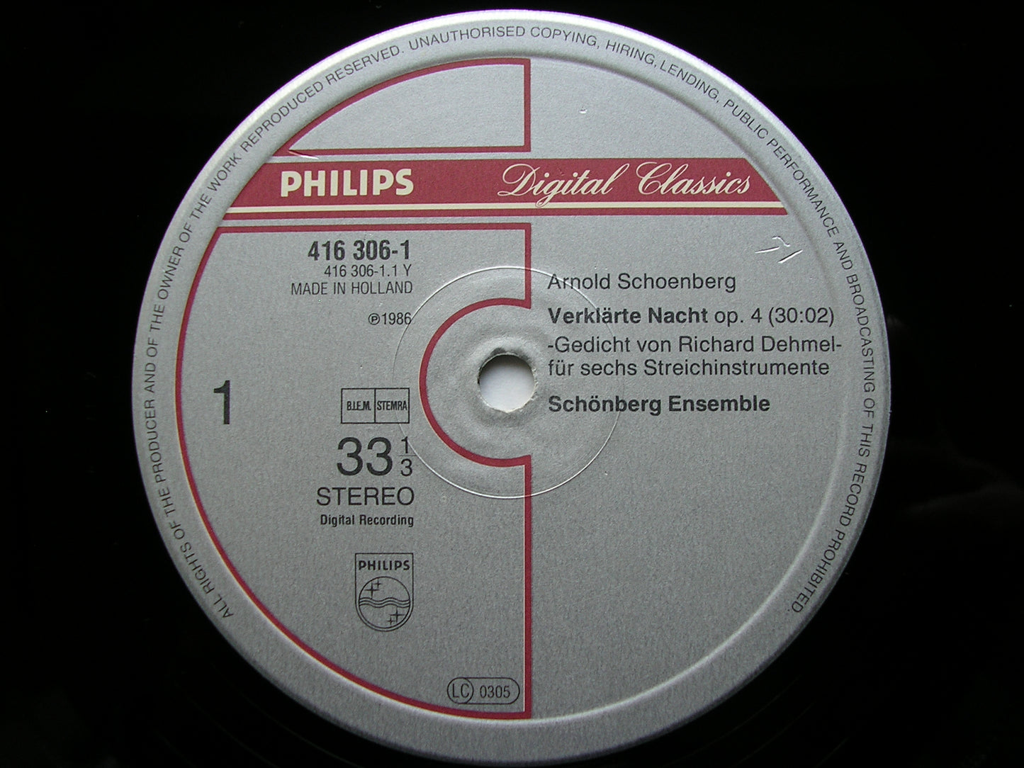SCHOENBERG: VERKLARTE NACHT / TRIO / PHANTASY      SCHOENBERG ENSEMBLE    416 306