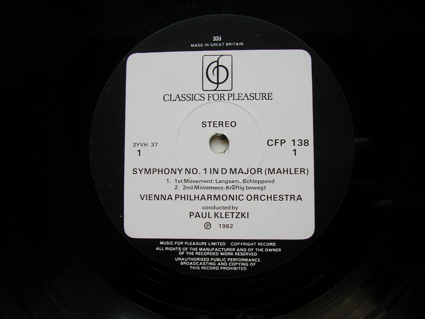 MAHLER: SYMPHONY No. 1        KLETZKI / VIENNA PHILHARMONIC     CFP 138