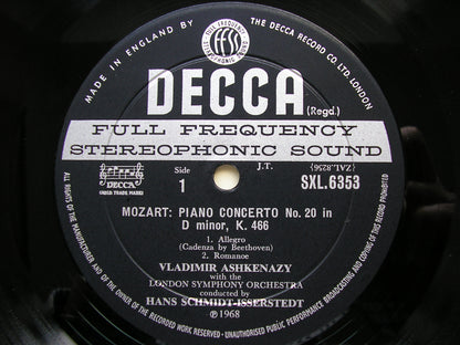 SXL 6353  MOZART: PIANO CONCERTOS Nos. 6 & 20      ASHKENAZY / LONDON SYMPHONY / SCHMIDT-ISSERSTEDT    ED2