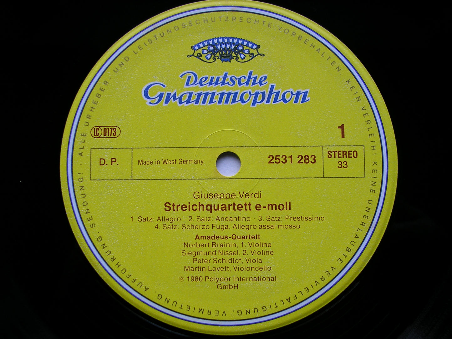 VERDI & TCHAIKOVSKY: STRING QUARTETS       AMADEUS QUARTET     2531 283