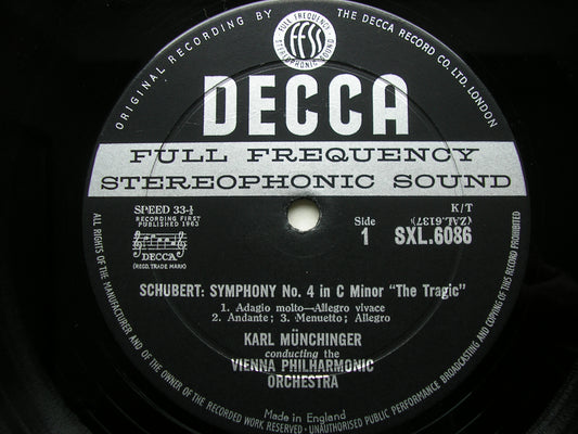 SCHUBERT: SYMPHONIES Nos. 4 & 5     MUNCHINGER / VIENNA PHILHARMONIC     SXL 6086