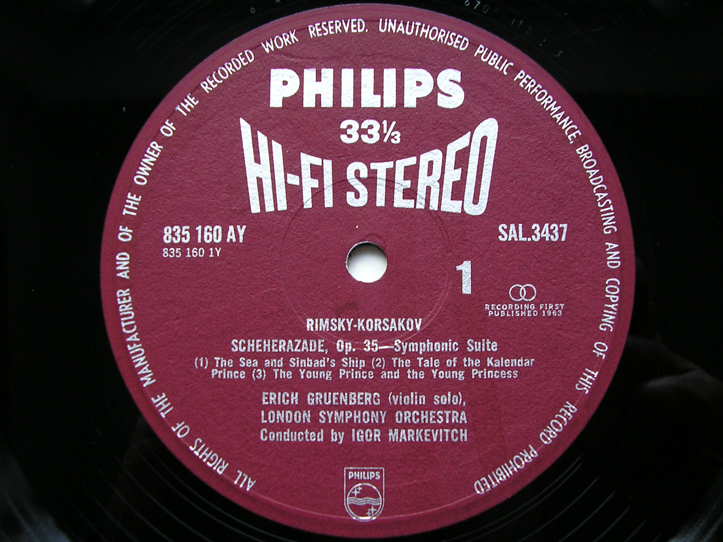 RIMSKY-KORSAKOV: SCHEHERAZADE / CAPRICCIO ESPAGNOL     MARKEVITCH / LONDON SYMPHONY   SAL 3437