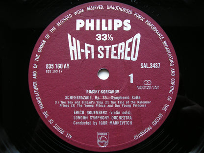RIMSKY-KORSAKOV: SCHEHERAZADE / CAPRICCIO ESPAGNOL     MARKEVITCH / LONDON SYMPHONY   SAL 3437