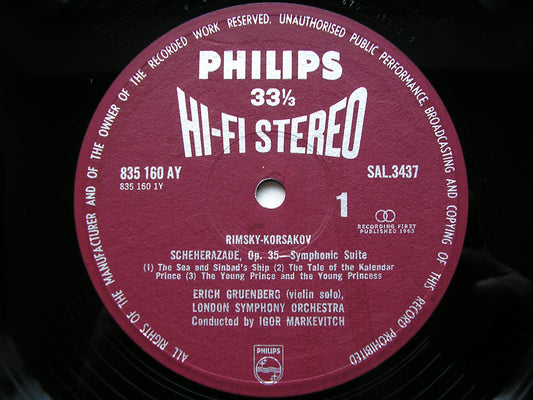 RIMSKY-KORSAKOV: SCHEHERAZADE / CAPRICCIO ESPAGNOL     MARKEVITCH / LONDON SYMPHONY   SAL 3437