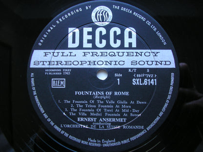 RESPIGHI: PINES OF ROME / FOUNTAINS OF ROME  ANSERMET / SUISSE ROMANDE  SXL 6141
