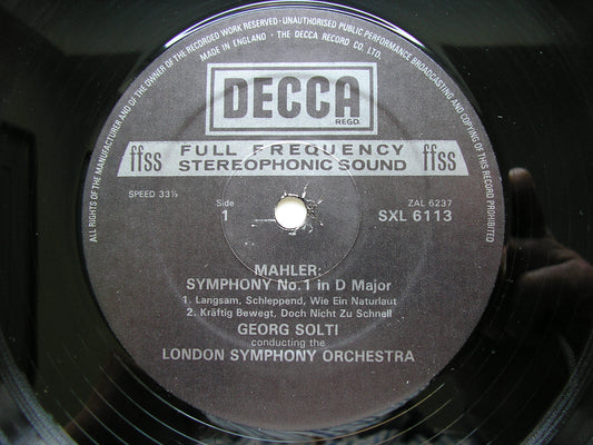 MAHLER: SYMPHONY No. 1      SOLTI / LONDON SYMPHONY    SXL 6113