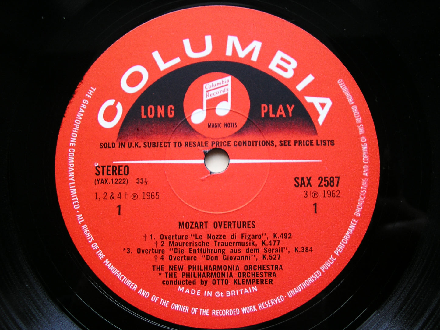 MOZART: OVERTURES     KLEMPERER / NEW PHILHARMONIA / PHILHARMONIA       SAX 2587