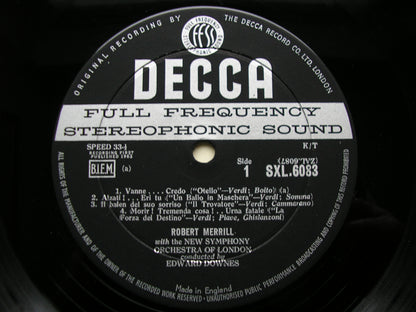 SXL 6083  ROBERT MERRILL SINGS OPERA ARIAS: VERDI / LEONCAVALLO / GIORDANO      NEW SYMPHONY ORCHESTRA / DOWNES      ED1