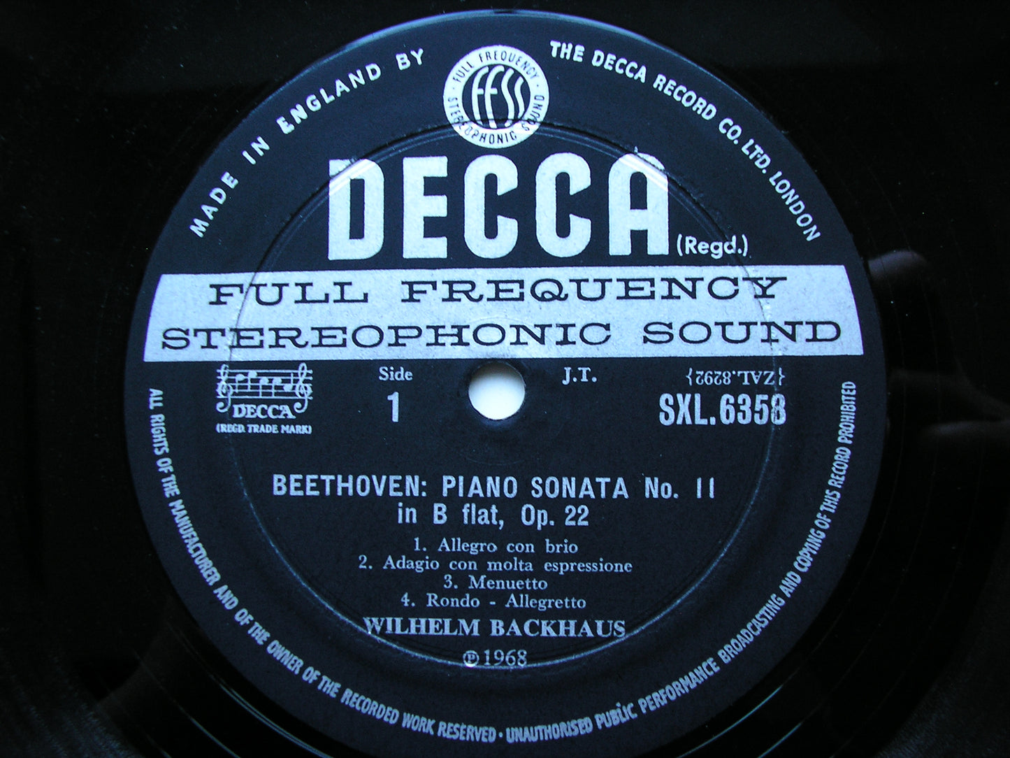 SXL 6358  BEETHOVEN: PIANO SONATAS Nos. 9 / 11 / 20      BACKHAUS      ED2