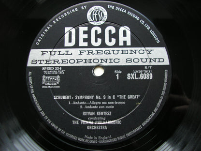SXL 6089  SCHUBERT: GREAT C MAJOR SYMPHONY      KERTESZ / VIENNA PHILHARMONIC       ED1      ED1