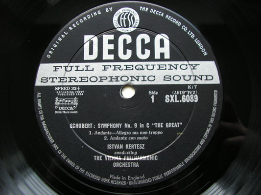 SXL 6089  SCHUBERT: GREAT C MAJOR SYMPHONY      KERTESZ / VIENNA PHILHARMONIC       ED1      ED1
