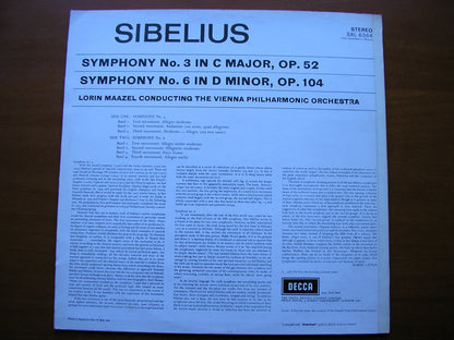 SXL 6364  SIBELIUS: SYMPHONIES Nos. 3 & 6      MAAZEL / VIENNA PHILHARMONIC     ED2