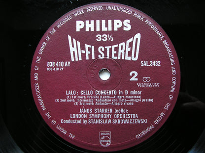 SCHUMANN: CELLO CONCERTO / LALO: CELLO CONCERTO    STARKER / LONDON SYMPHONY / SKROWACZEWSKI     SAL 3482