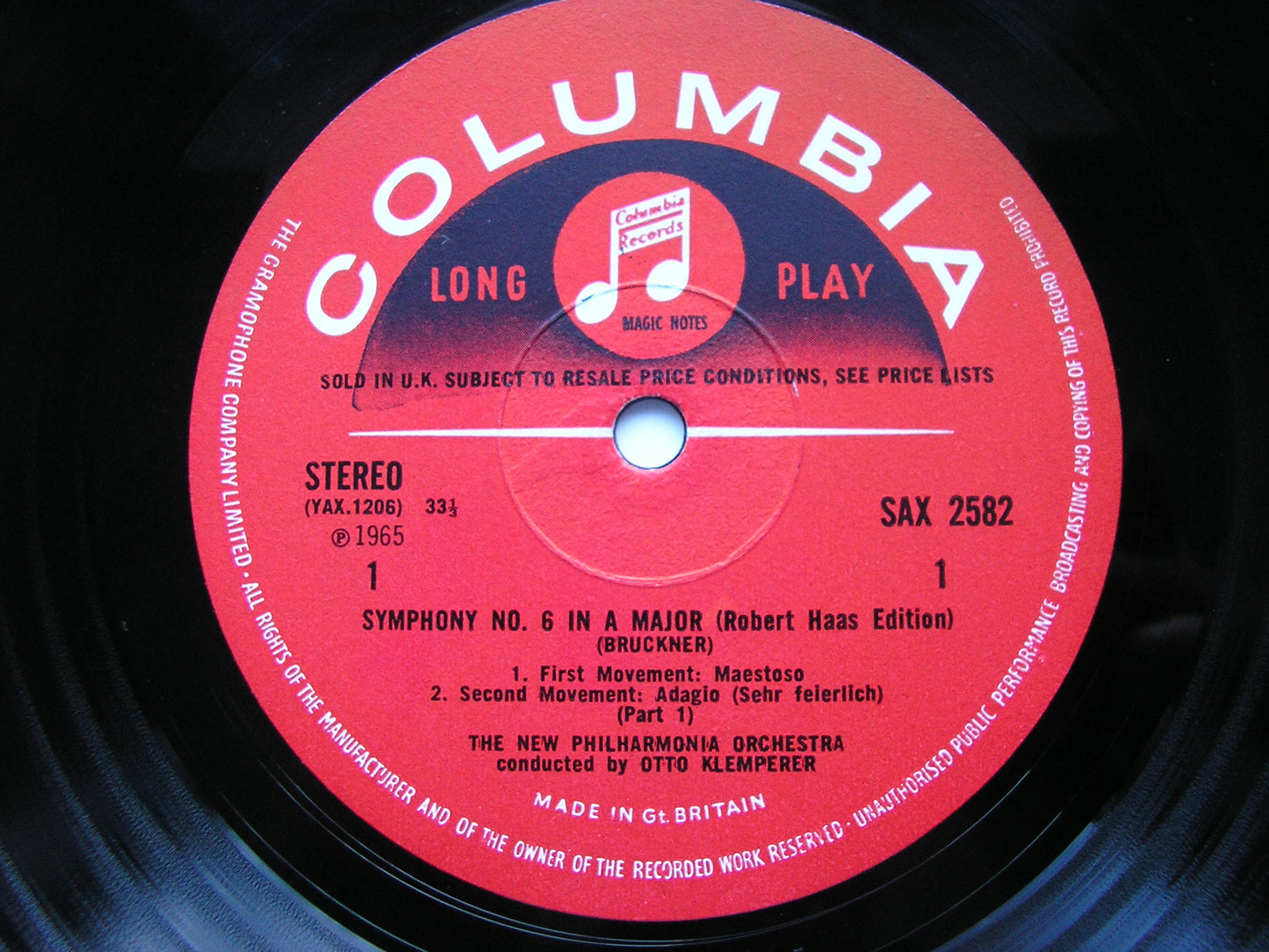 BRUCKNER: SYMPHONY No. 6      KLEMPERER / NEW PHILHARMONIA    SAX 2582