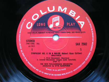 BRUCKNER: SYMPHONY No. 6      KLEMPERER / NEW PHILHARMONIA    SAX 2582