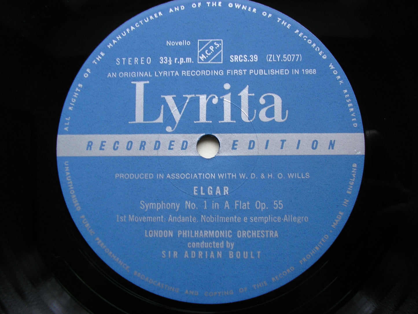 ELGAR: SYMPHONY No. 1     BOULT / LONDON PHILHSRMONIC    SRCS 39