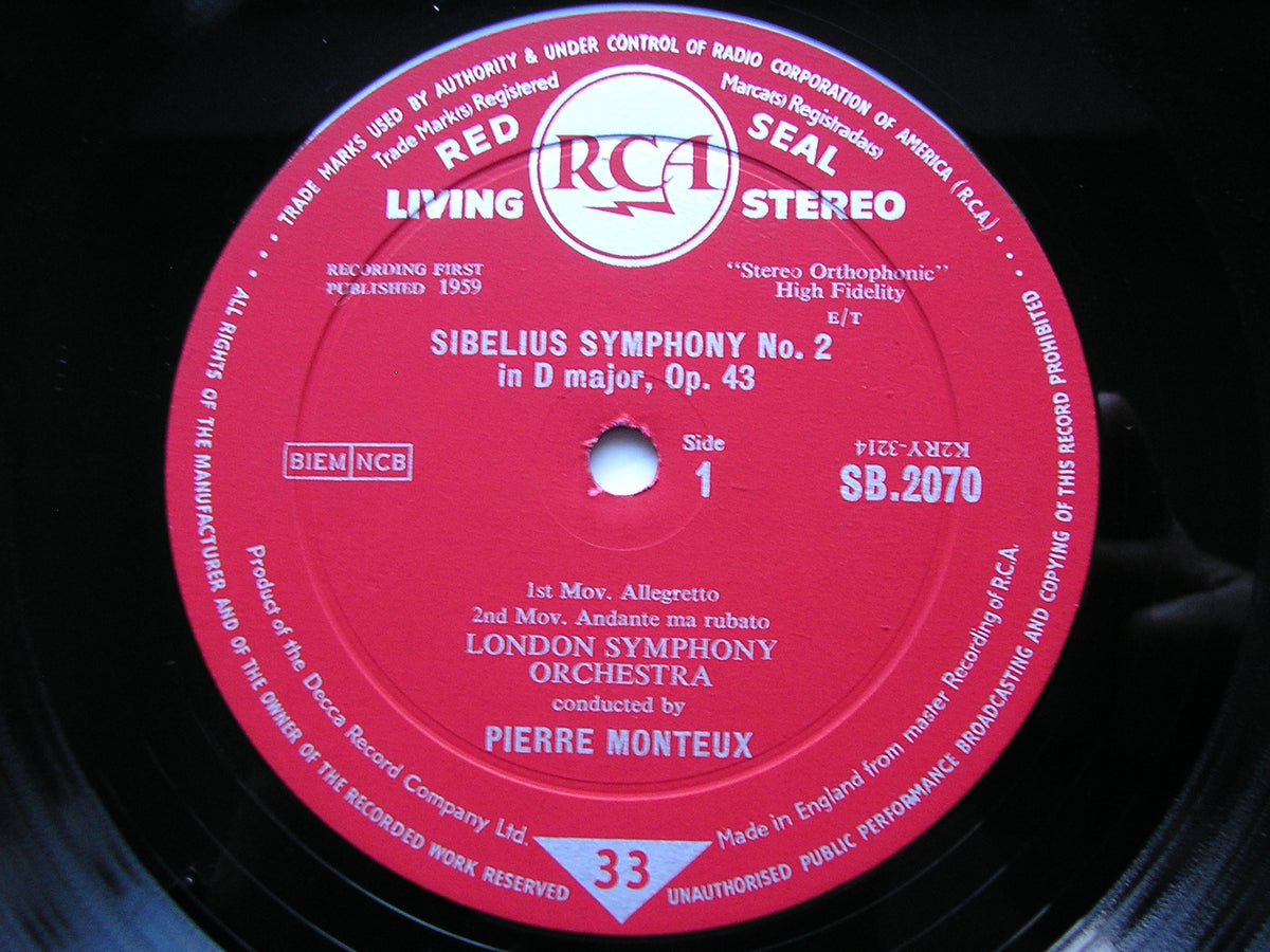 SIBELIUS: SYMPHONY No. 2      MONTEUX / LONDON SYMPHONY     SB 2070
