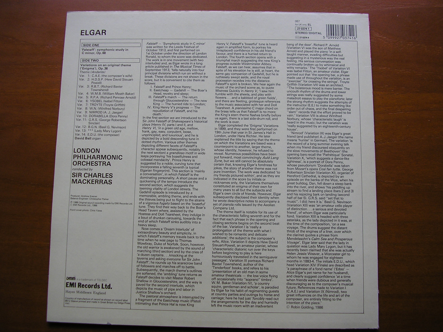 ELGAR: FALSTAFF / ENIGMA VARIATIONS        MACKERRAS / LONDON PHILHARMONIC    27 0374 1