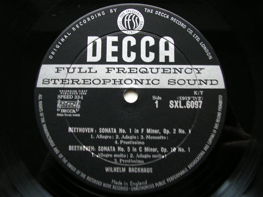 SXL 6097  BEETHOVEN: PIANO SONATAS Nos. 1 / 5 / 6 / 7   WILHELM BACKHAUS     ED1
