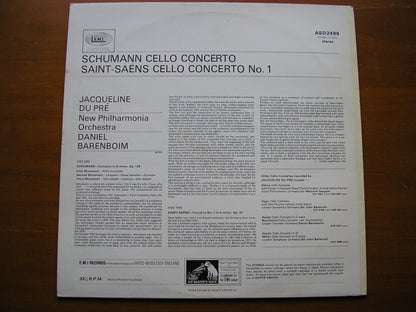 SCHUMANN: CELLO CONCERTO / SAINT-SAENS: CELLO CONCERTO No. 1      DU PRE / NEW PHILHARMONIA / BARENBOIM    ASD 2498