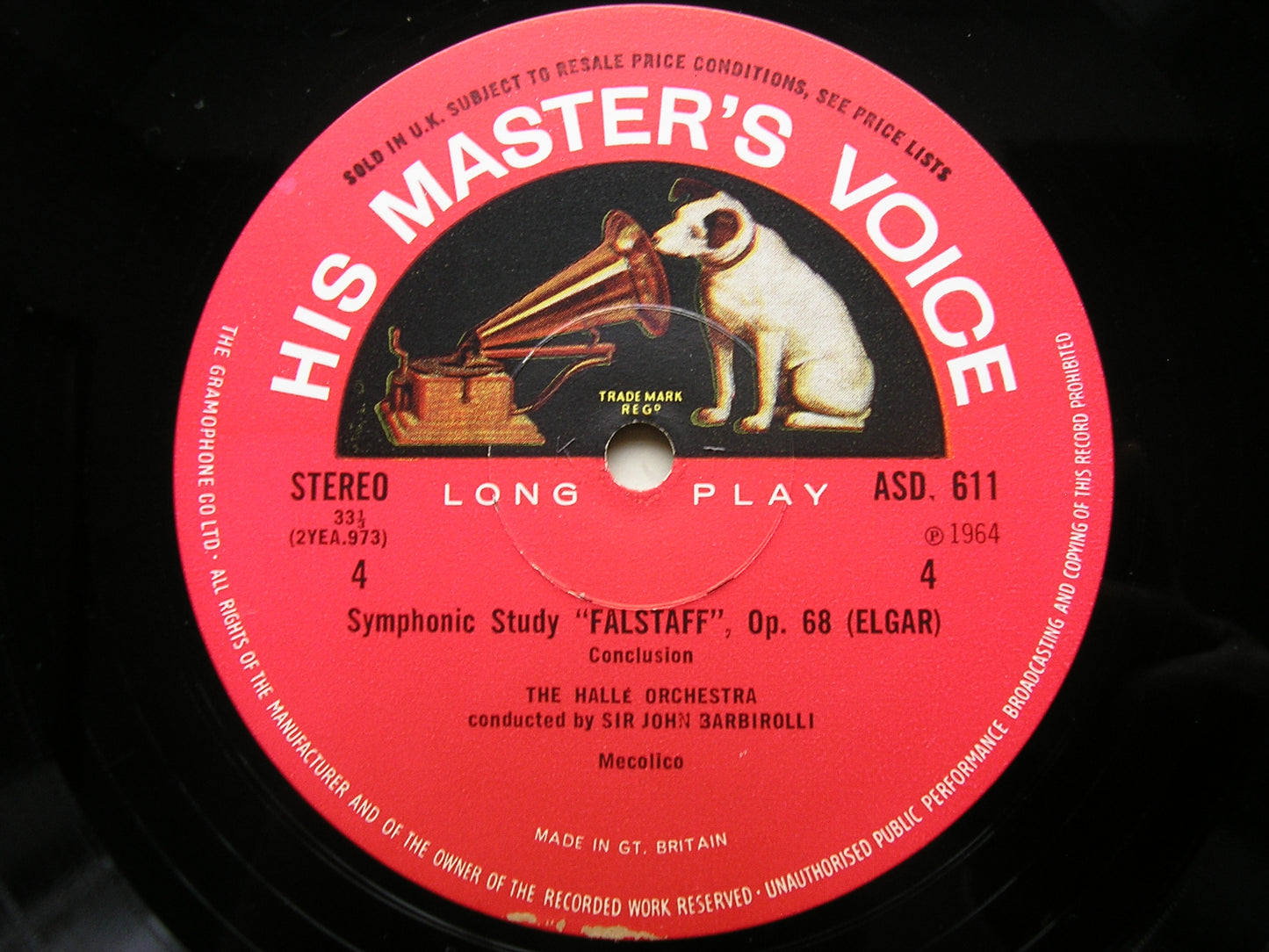 ELGAR: SYMPHONY No. 2 / FALSTAFF     BARBIROLLI / HALLE ORCHESTRA    2LP     ASD 610 / 611