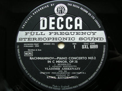 SXL 6099  RACHMANINOV: PIANO CONCERTO No.2 / ETUDES TABLEAUX     ASHKENAZY / MOSCOW PHILHARMONIC / KONDRASHIN     ED1