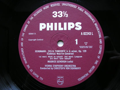 SCHUMANN: CELLO CONCERTO / TCHAIKOVSKY: ROCOCO VARIATIONS     GENDRON / VIENNA SYMPHONY / DOHNANYI    A 02243