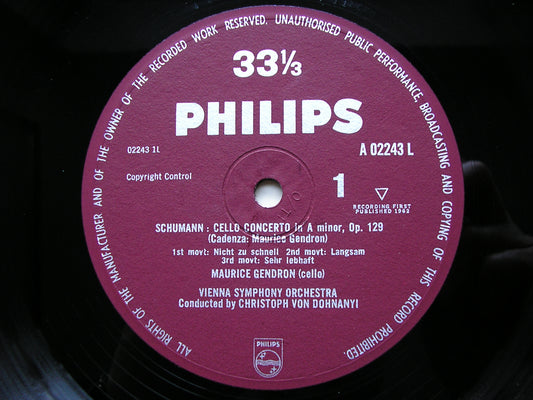 SCHUMANN: CELLO CONCERTO / TCHAIKOVSKY: ROCOCO VARIATIONS     GENDRON / VIENNA SYMPHONY / DOHNANYI    A 02243