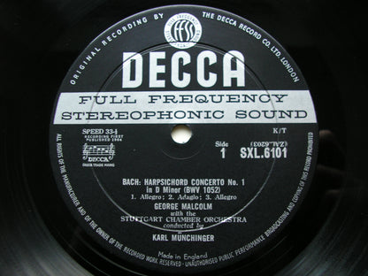 SXL 6101  BACH:  HARPSICHORD CONCERTOS Nos. 1 & 2     MALCOM / STUTTGART CHAMBER ORCHESTRA / MUNCHINGER      ED1