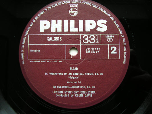 ELGAR: ENIGMA VARIATIONS / COCKAIGNE OVERTURE     COLIN DAVIS / LONDON SYMPHONY     SAL 3516