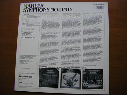 MAHLER: SYMPHONY No. 1       MUTI / PHILADELPHIA ORCHESTRA      EL 27 0007