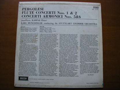 SXL 6104  PERGOLESI: CONCERTI ARMONICI Nos. 5 & 6  / FLUTE CONCERTI Nos 1 & 2      RAMPAL / STUTTGART CHAMBER ORCHESTRA / MUNCHINGER     ED1