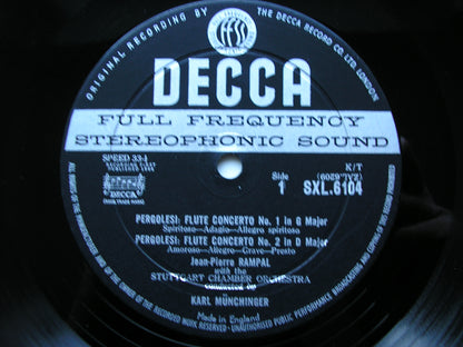 SXL 6104  PERGOLESI: CONCERTI ARMONICI Nos. 5 & 6  / FLUTE CONCERTI Nos 1 & 2      RAMPAL / STUTTGART CHAMBER ORCHESTRA / MUNCHINGER     ED1