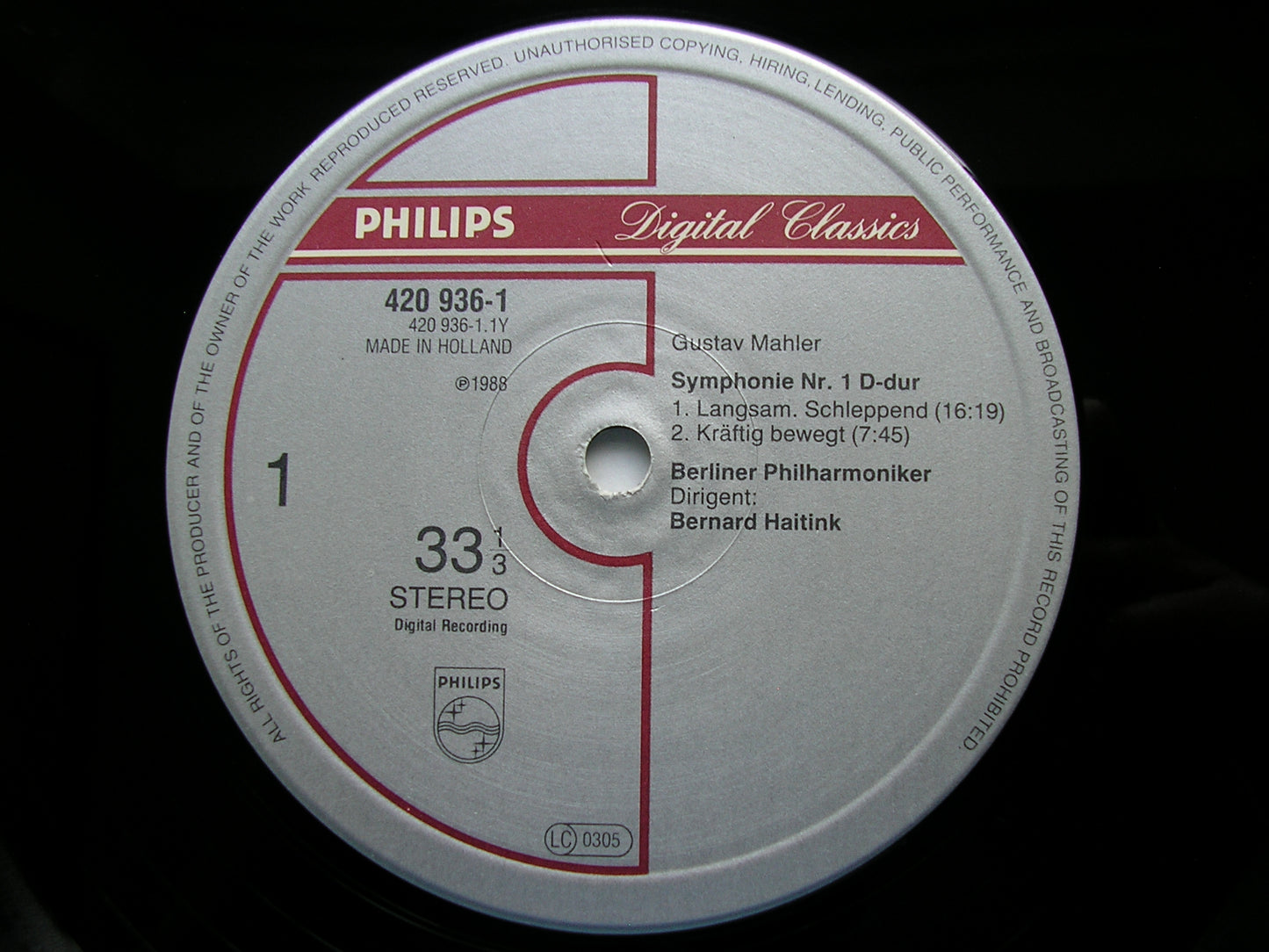 MAHLER: SYMPHONY No. 1       HAITINK / BERLIN PHILARMONIC     420 936