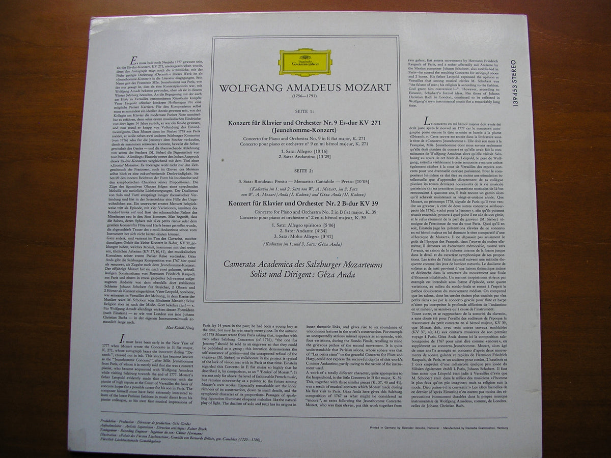 MOZART: PIANO CONCERTOS Nos. 2 & 9      ANDA / CAMERATA ACADEMICA     139 453