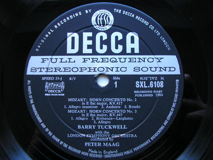 SXL 6108   MOZART: HORN CONCERTOS Nos. 1 - 4      TUCKWELL / LONDON SYMPHONY / MAAG      ED1