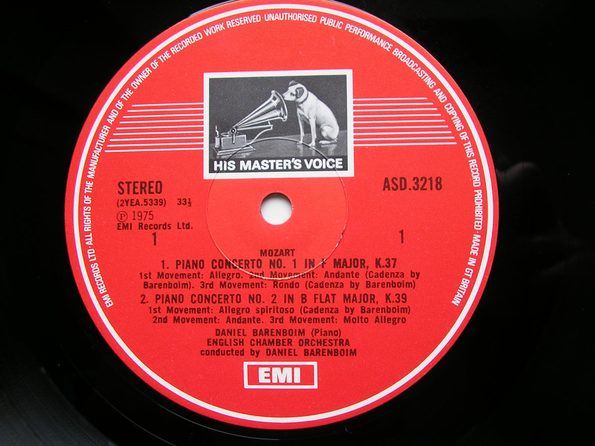 MOZART: PIANO ONCERTOS Nos. 1 - 4      BARENBOIM / ENGLISH CHAMBER ORCHESTRA     ASD 3218