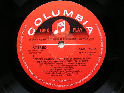SCHUBERT: STRING QUARTET 'Death & the Maiden' / HAYDN: STRING QUARTET in D 'The Lark'      KROLL QUARTET     SAX 2519