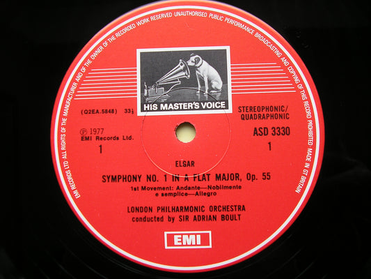 ELGAR: SYMPHONY No. 1      BOULT / LONDON PHILHARMONIC     ASD 3330