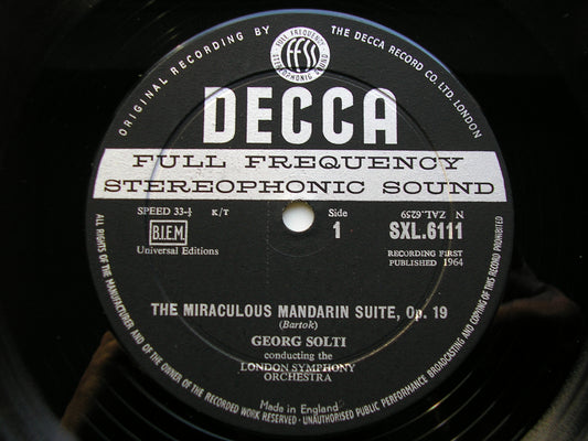 SXL 6111  BARTOK: THE MIRACULOUS MANDARIN / MUSIC FOR STRINGS, PERCUSSION & CELESTA      SOLTI / LSO       ED1