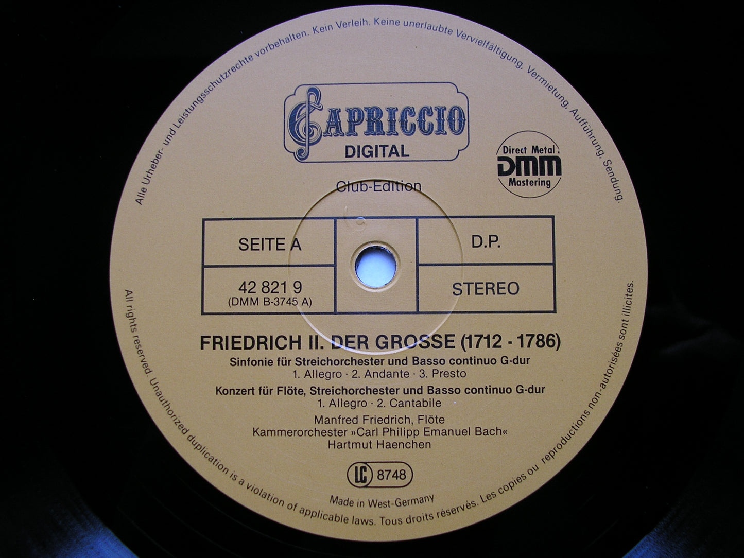 FREDERICK THE GREAT: SYMPHONIES & FLUTE CONCERTOS     CPE BACH CHAMBER ORCHESTRA / HAENCHEN     428219