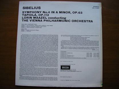SXL 6365  SIBELIUS: SYMPHONY No. 4 / TAPIOLA     MAAZEL / VIENNA PHILHARMONIC    ED2