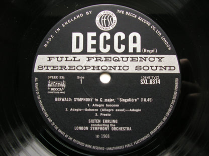 SXL 6374  BERWALD: SINFONIE SINGULIERE / SYMPHONY in E      EHRLING / LONDON SYMPHONY   ED