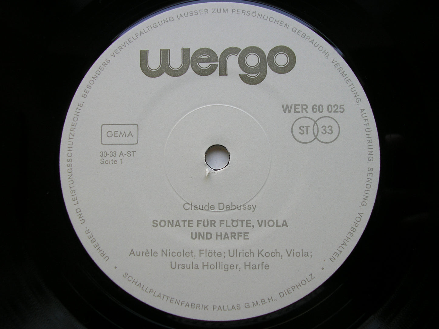 DEBUSSY: THREE SONATAS    NICOLET / PALM / HOLLIGER / GAVRILOV / BERGMANN / KOCH      WER 60 025