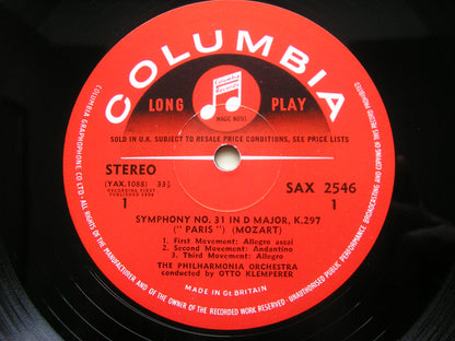 MOZART: SYMPHONIES Nos. 31 & 34     KLEMPERER / PHILHARMONIA ORCHESTRA   SAX 2546