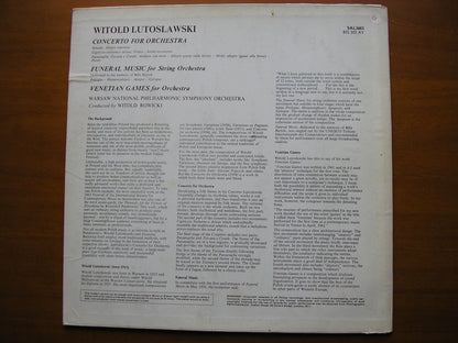LUTOSLAWSKI: CONCERTO FOR ORCHESTRA / FUNERAL MUSIC / VENETIAN GAMES     WARSAW SYMPHONY / ROWICKI     SAL 3683