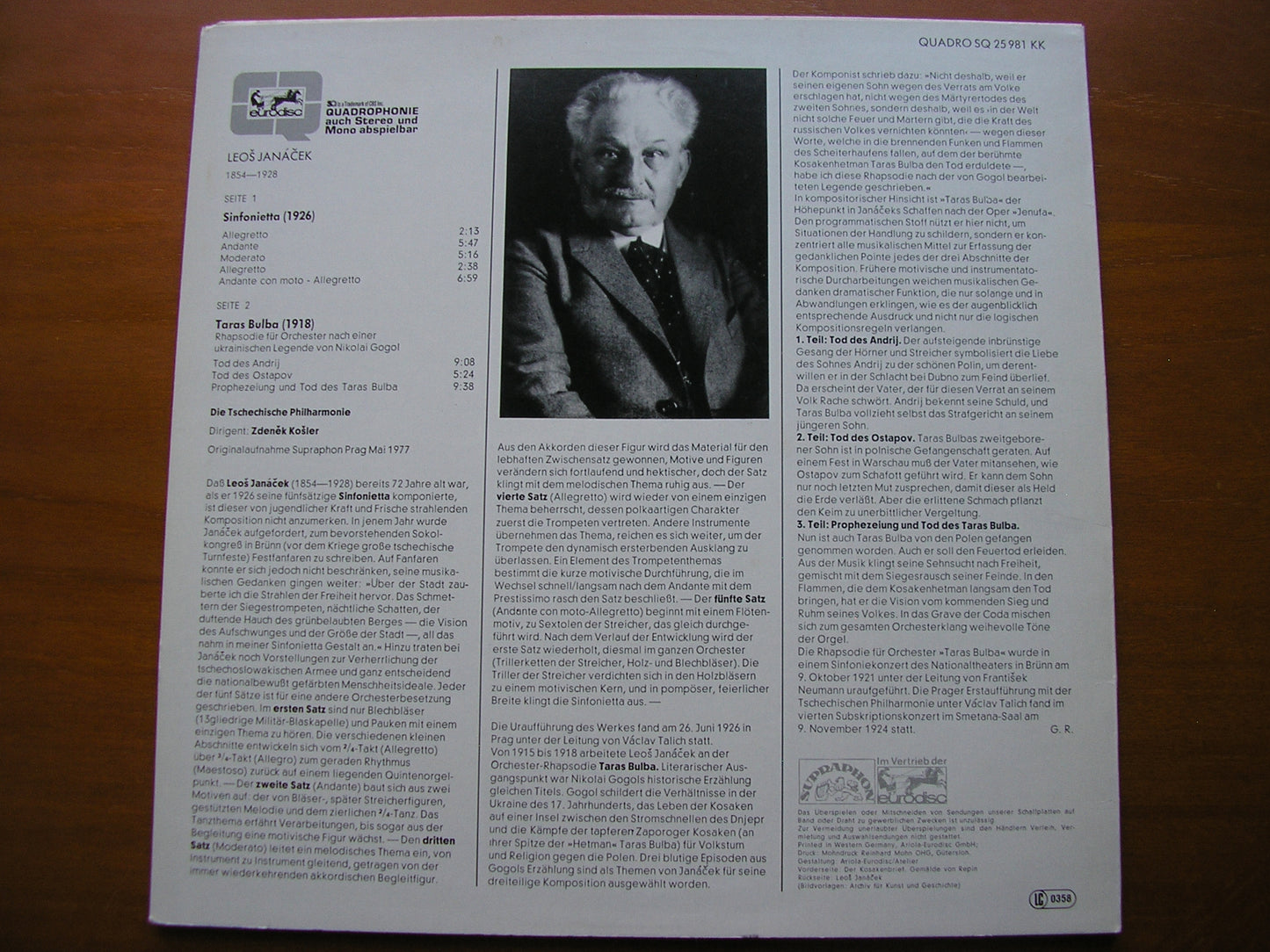 JANACEK: SINFONIETTA / TARAS BULBA      KOSLER / CZECH PHILHARMONIC     25 981 KK